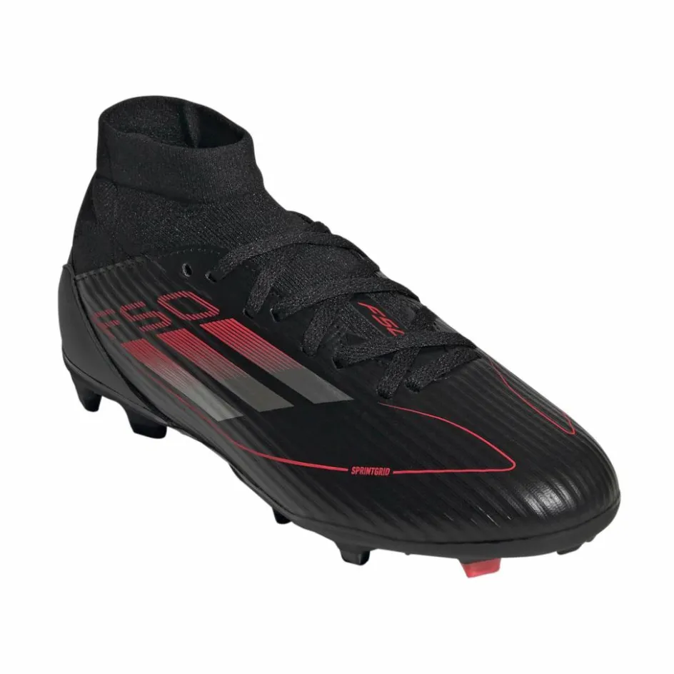 adidas Voetbalschoenen*F50 League Mid FG MG voetbalschoenen junior core black iron metallic lucid red