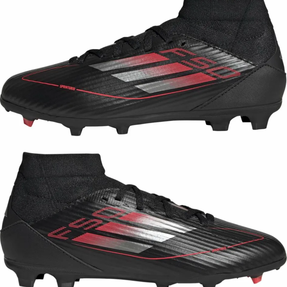 adidas Voetbalschoenen*F50 League Mid FG MG voetbalschoenen junior core black iron metallic lucid red