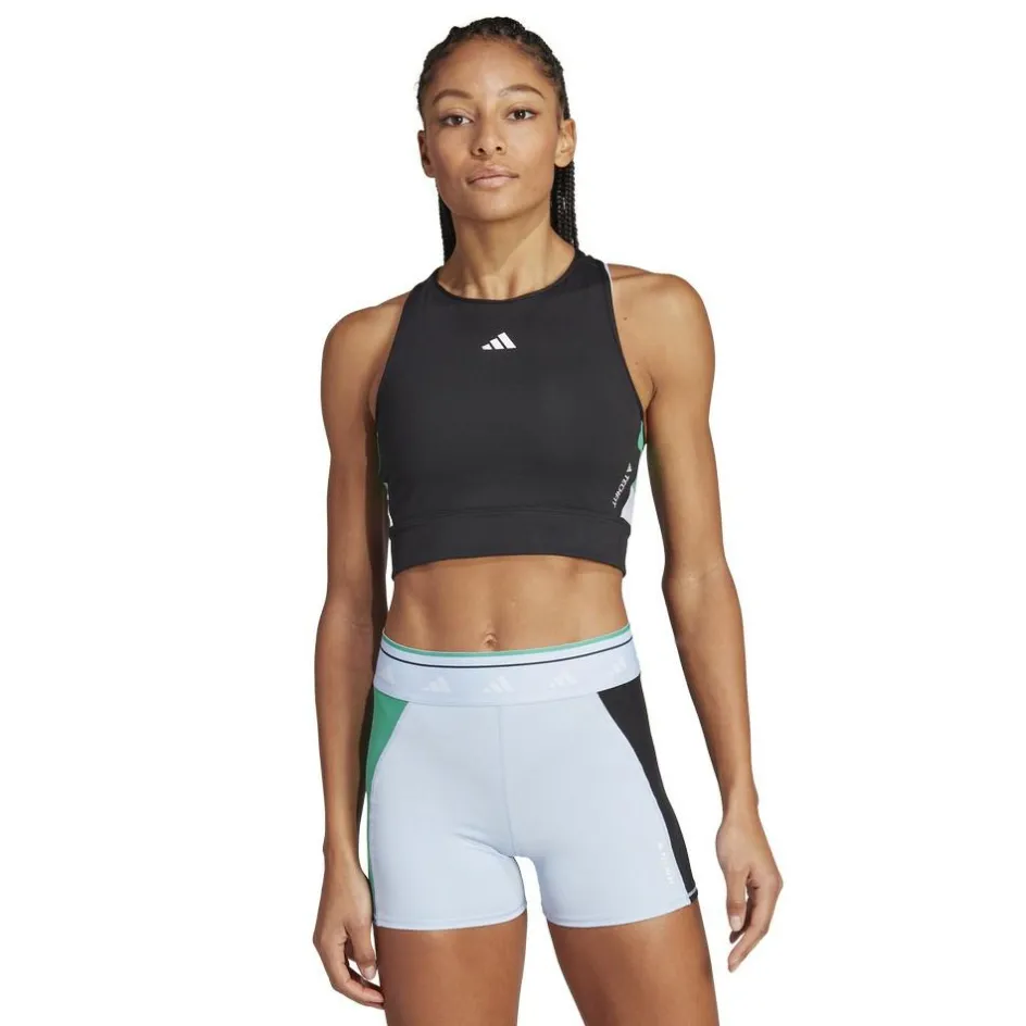 adidas Sportshirt*Techfit Colorblock Cropped Training tanktop dames  black semi court green