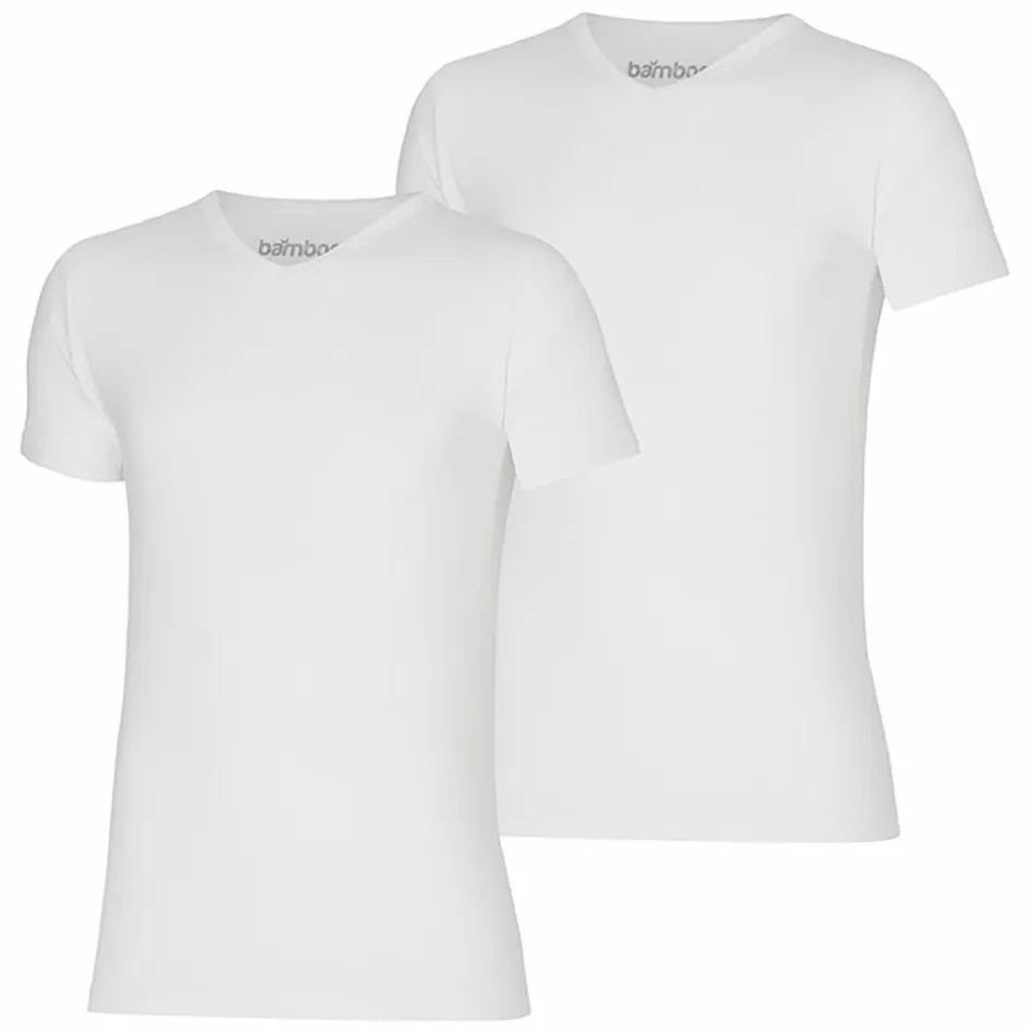 Apollo Sportondergoed*Bamboo V-hals shirt heren white 2-pack