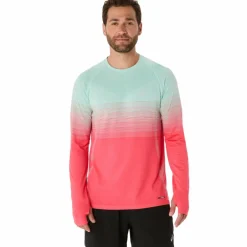 Asics Hardloopkleding*Seamless LS hardloopshirt heren coral reef oasis green