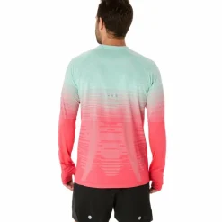 Asics Hardloopkleding*Seamless LS hardloopshirt heren coral reef oasis green