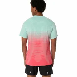 Asics Hardloopkleding*Seamless SS hardloopshirt heren coral reef oasis green