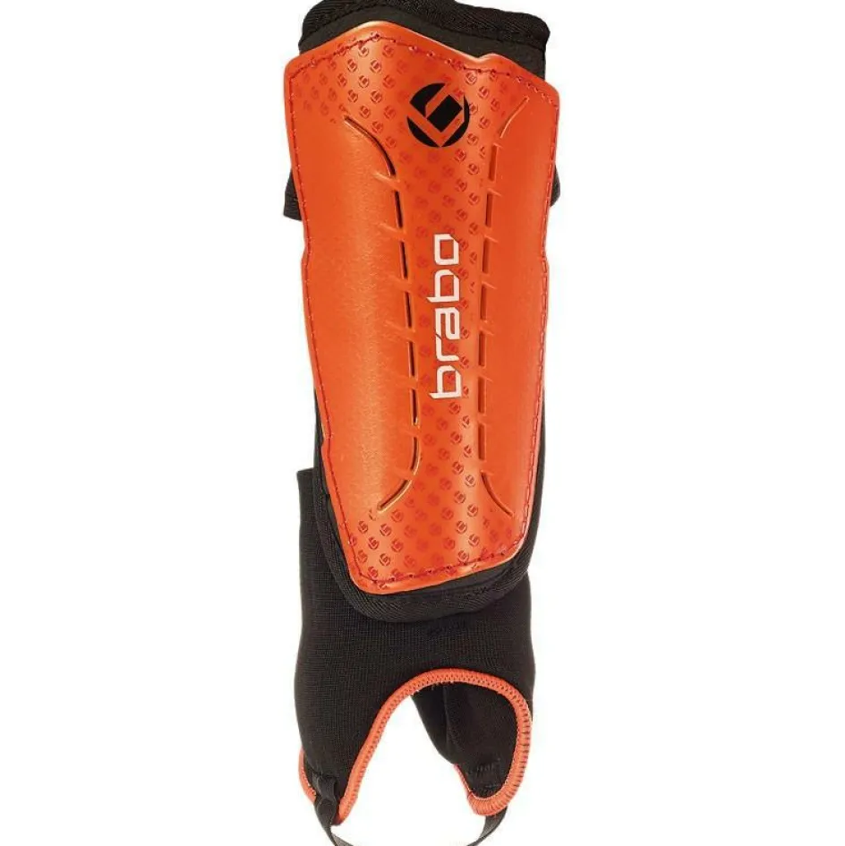 Brabo Hockey Bescherming*F4 Metallic scheenbeschermers met verwijderbare enkelsok junior oranje