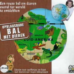 Caly Toys Buitenspelen & Spelletjes* Wereldkaart met dieren opblaasbare bal 50 cm