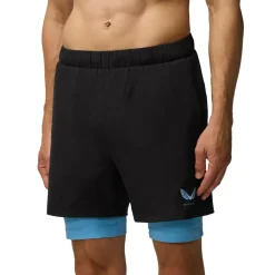 Castore Sportbroek*Flow 2-in-1 short heren black cool blue