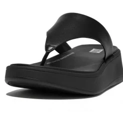 Fitflop Slippers*F-Mode Flatform Toe-Post slippers dames all black