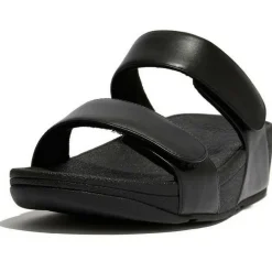 Fitflop Slippers*Lulu Adjustable Leather slippers dames all black