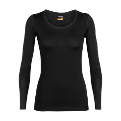 Icebreaker Thermokleding|Wintersport*200 Oasis LS lage ronde hals thermoshirt dames black