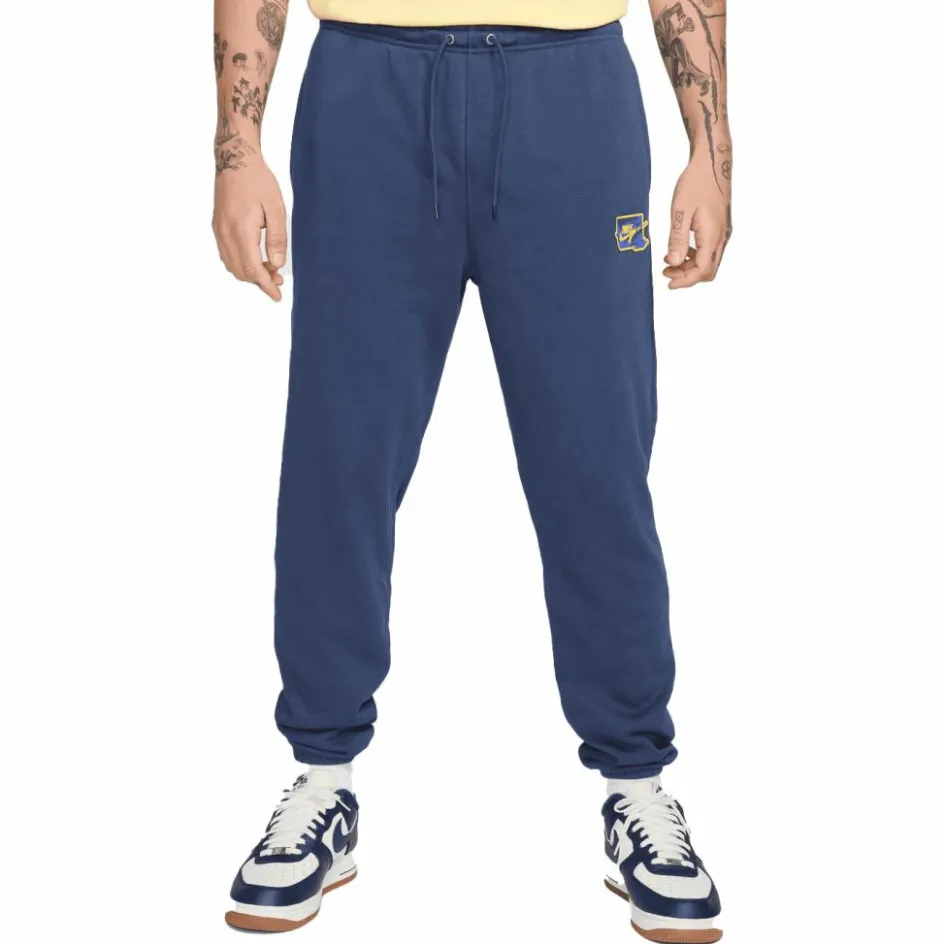 Nike Broeken*Club FT Bolt joggingbroek heren midnight navy lightening