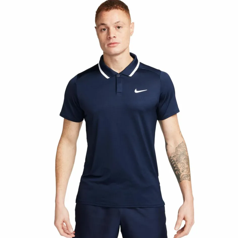 Nike Tenniskleding*Court Advantage tennispolo heren obsidian white