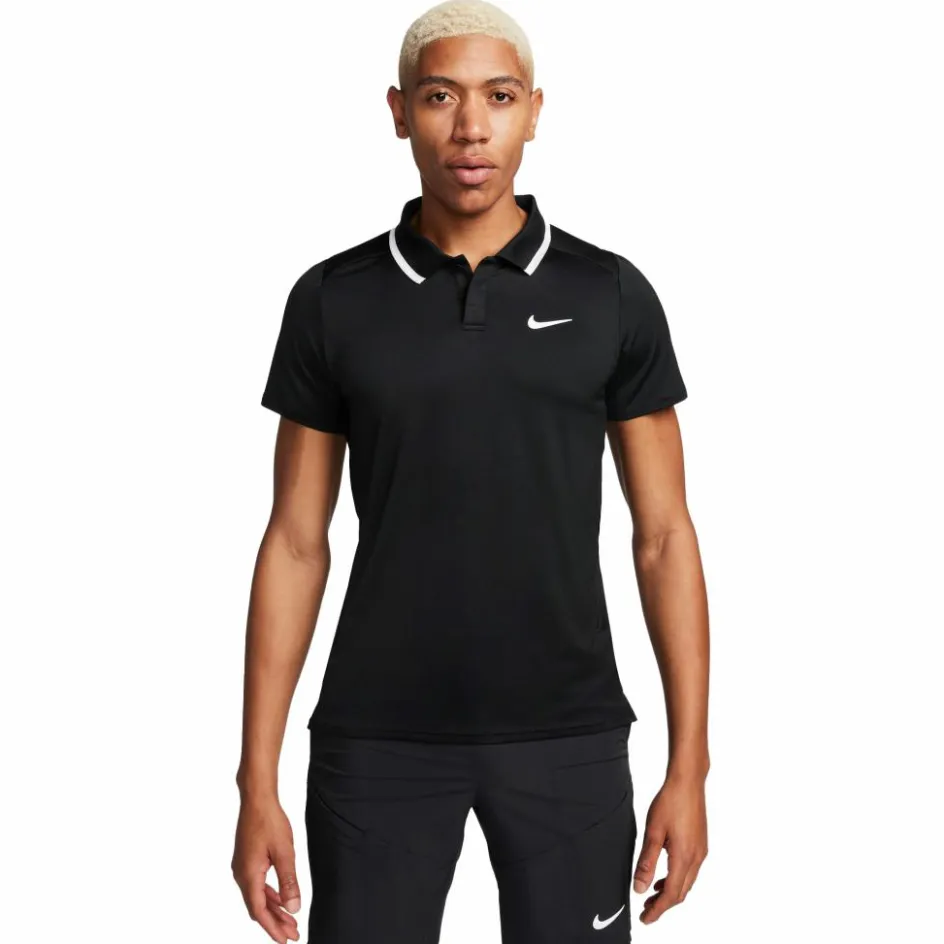 Nike Tenniskleding*Court Advantage tennispolo heren black white
