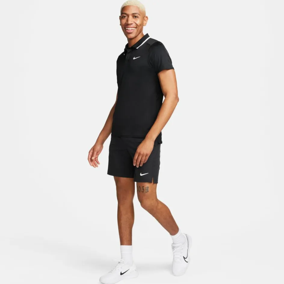 Nike Tenniskleding*Court Advantage tennispolo heren black white