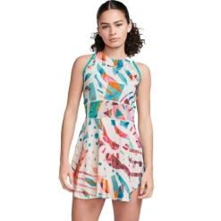 Nike Tenniskleding*Court Dri-FIT Slam tennisjurk dames white coconut milk teal nebula black