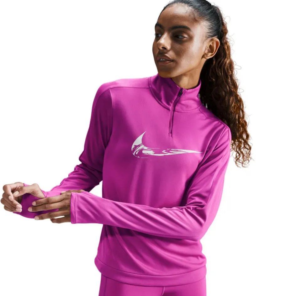 Nike Hardloopkleding*Swoosh hardloopshirt dames hot fuchsia light wild mango
