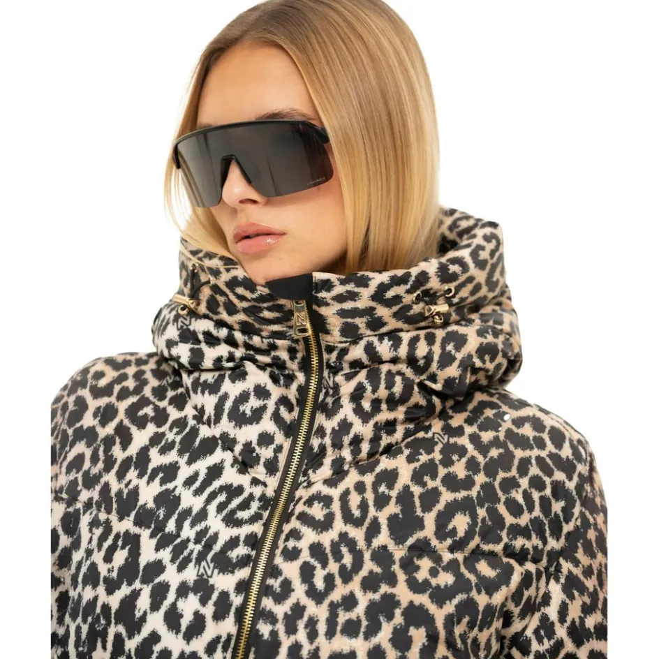 NIKKIE Ski Jassen|Wintersport*Newport Leopard winterjas dames hummus