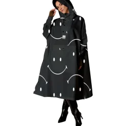 Rainkiss Regenkleding & -Laarzen*Classic Smile X Smiley regenponcho black white