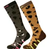 Sinner Skisokken|Snowboardsokken*Animal skisokken dames brown black 2-pack - EU 42 - 44