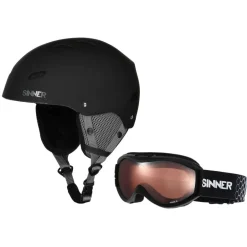 Sinner Skihelmen|Wintersport*Combi-pack BINGHAM skihelm met Toxic skibril matte black