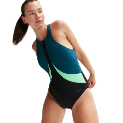 Speedo Badpakken*Colourblock Highneck badpak dames black teal