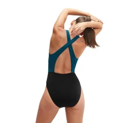 Speedo Badpakken*Colourblock Highneck badpak dames black teal