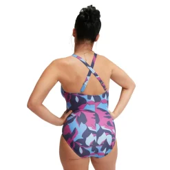 Speedo Badpakken*Shaping Printed V Neck badpak dames blue berry