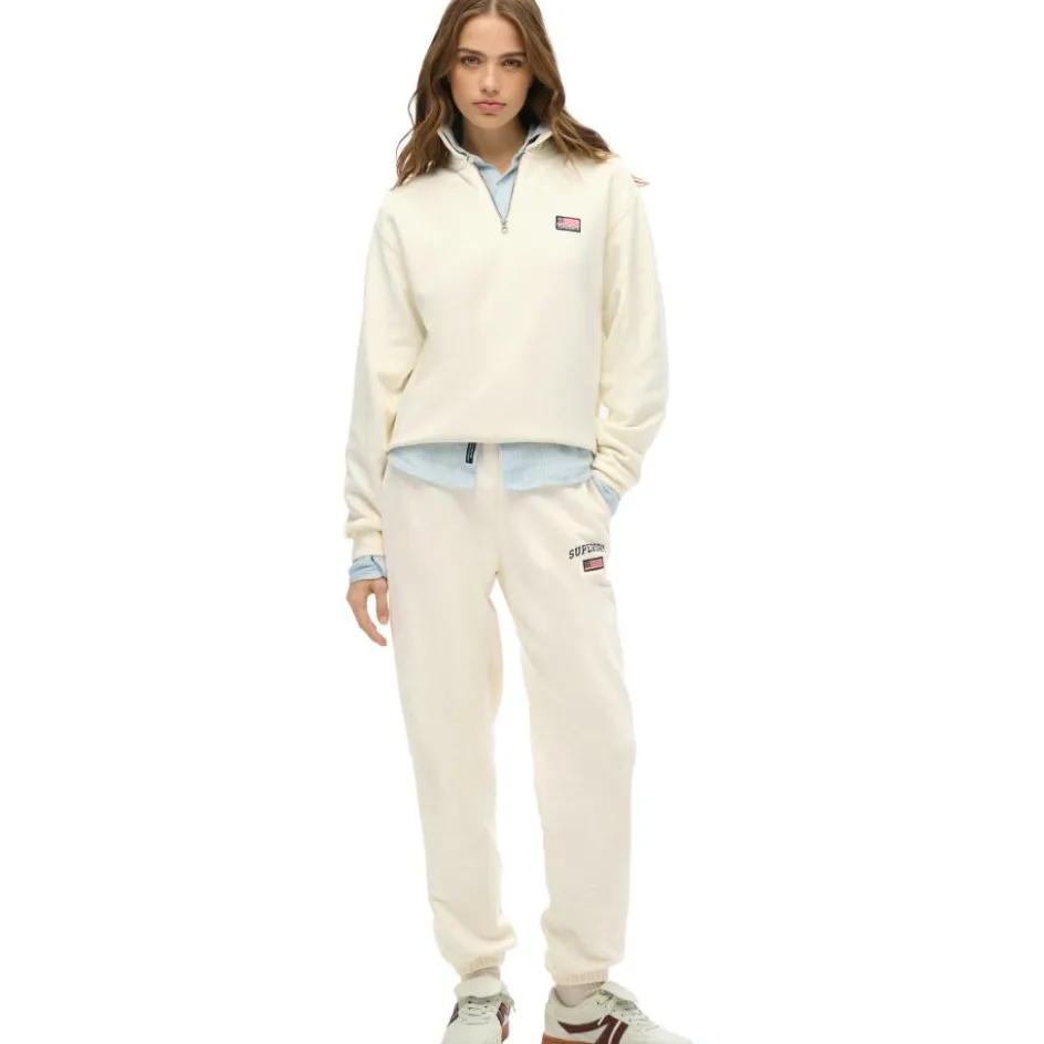 Superdry Broeken*Athletic Essential Boyfriend joggingbroek dames desert bone off white