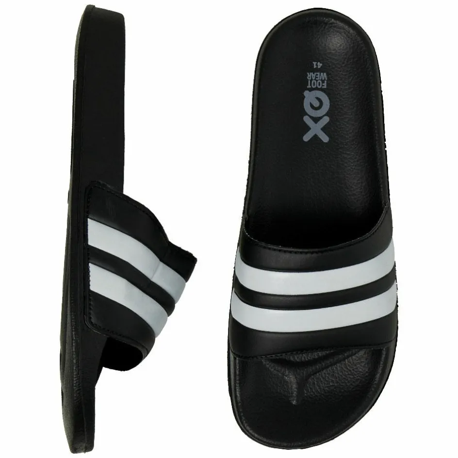 XQ Badslippers|Slippers*000121994002 slippers heren black white