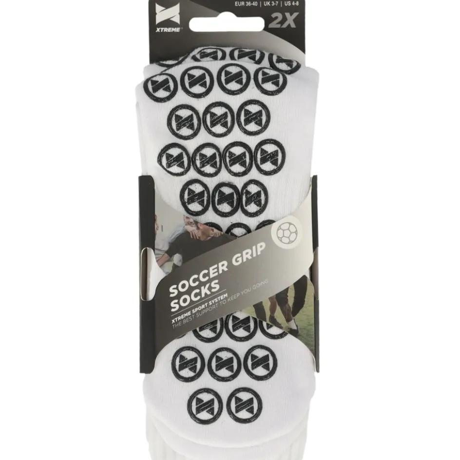 Xtreme Sockswear Voetbalkleding* Grip voetbalsokken white 2-pack